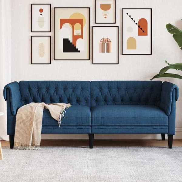 Maison Exclusive - Chesterfield sofa 3 pladser blå stof
