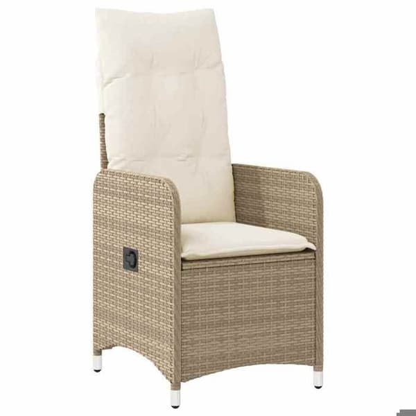 Maison Exclusive - Trädgårdsbistro-set 5 delar med beige kuddar i polyrotting