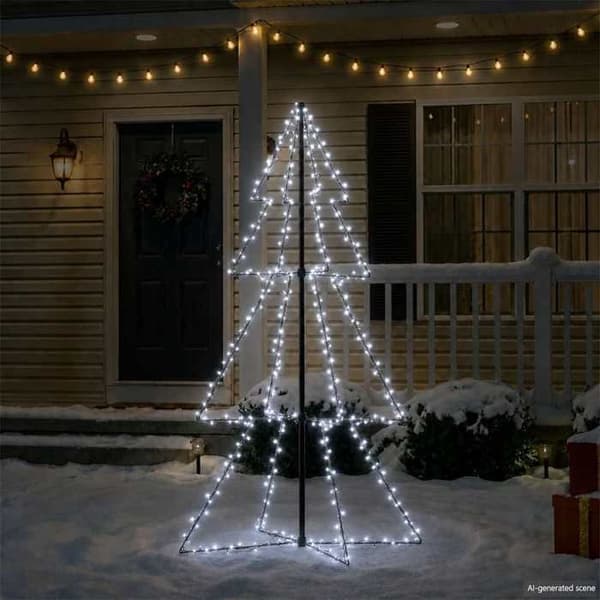 Juletræ - EKSKLUSIV HUS - Kegle 200 LED - 150 cm - Hvid - 8 lys effekter Ej specificerat