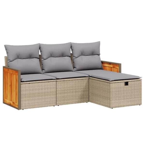 Maison Exclusive - Trädgårdsmöbler med kuddar 4 delar blandning beige flätad resin