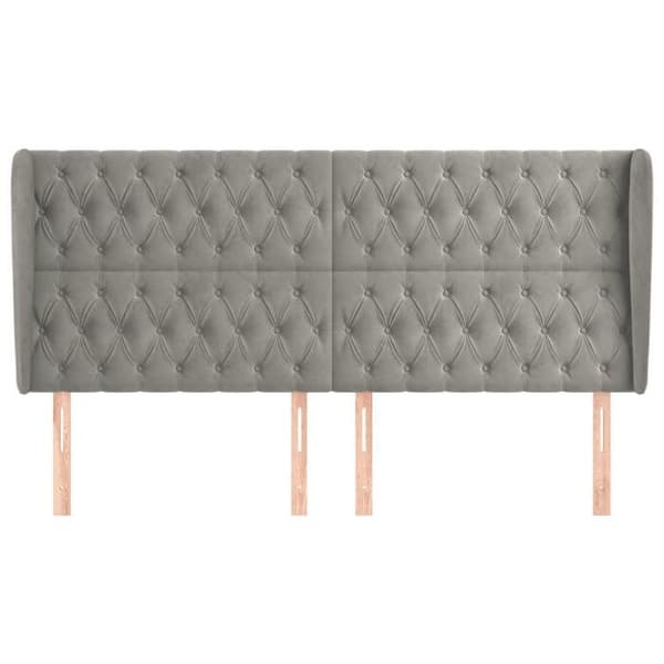 Maison Exclusive - Pääty, jossa korvat, Vaaleanharmaa 183x23x118/128 cm Sametti Ljusgrått