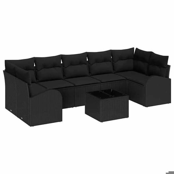 Maison Exclusive - 8 osan puutarhakalustesetti, musta polyrottinki