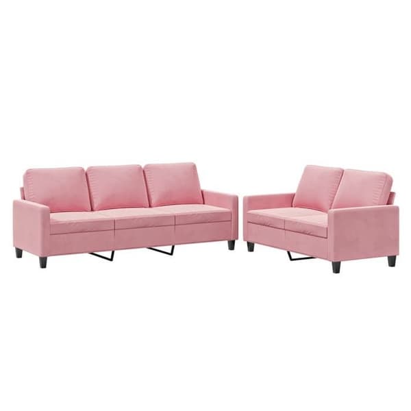 Maison Exclusive - Set med 2 soffor med kuddar i rosa sammet