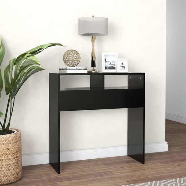 Bordkonsol - MAISON EXCLUSIVE - 78x30x80 cm - Sort - Ingeniørtræ - Rektangulær Svart