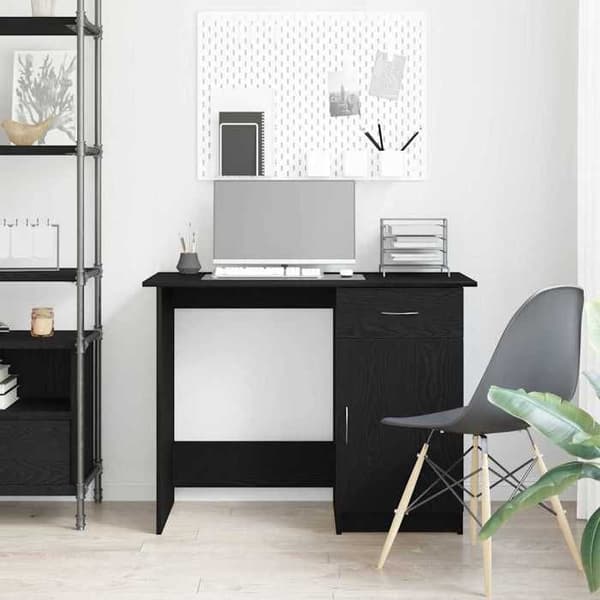 Maison Exclusive - Kontor Sort egetræ Ingeniørtræ 100 x 50 x 76 cm svart ek