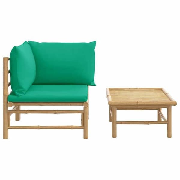 Maison Exclusive - Puutarhakalusteet 2 kpl bambu-vihreillä tyynyillä