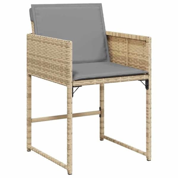Maison Exclusive - Trädgårdsstolar med kuddar, set om 4, blandning beige