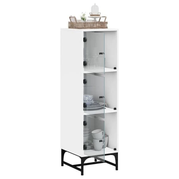 Maison Exclusive - Buffet med hvide glasdøre 35x37x120 cm Vit