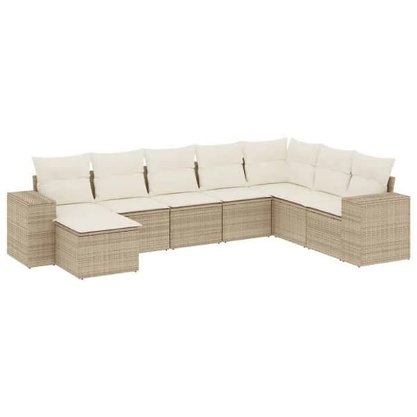 Maison Exclusive - Trädgårdsmöbler med kuddar 8 delar beige flätad resin
