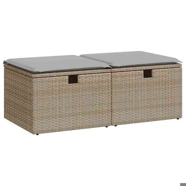 Maison Exclusive - Trädgårdsmöbler med kuddar 2 st beige flätad resin akacia