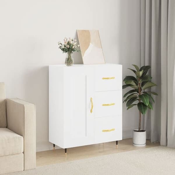 Maison Exclusive - Hvidt buffet 69,5x34x90 cm ingeniørtræ Vit