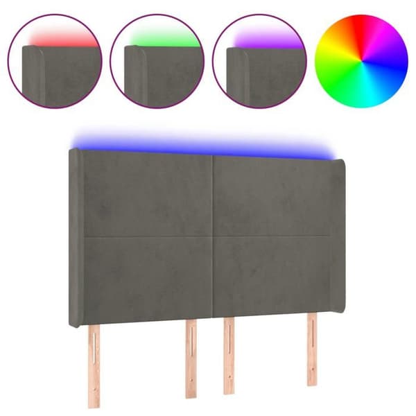 Maison Exclusive - LED-huvudgavel Mörkgrå 147x16x118/128 cm Sammet Mörkgrå