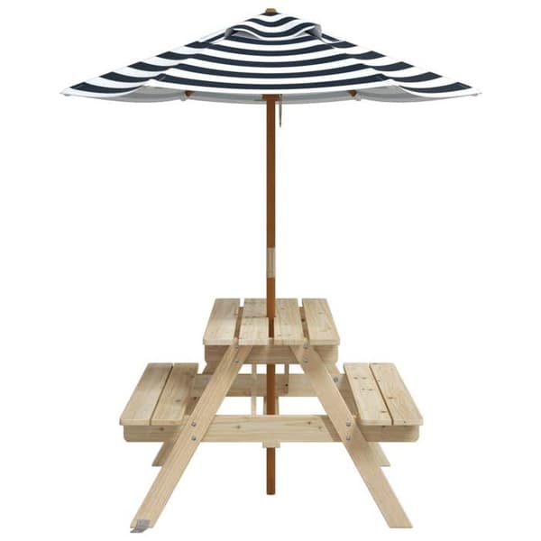 Picknickbord - EXKLUSIV HEM - Bord för 4 barn - Furu - Polyester parasoll - 2-i-1 set