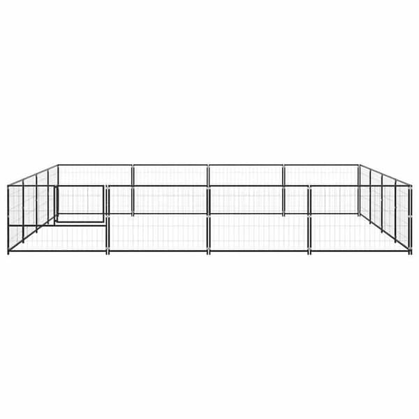 Chenil - Eksklusivt Hus - 16 m² - Robust Stål - Låselig Dør Svart