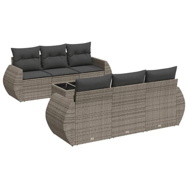 Maison Exclusive - Trädgårdsmöbler med kuddar 7 delar grå flätad resin