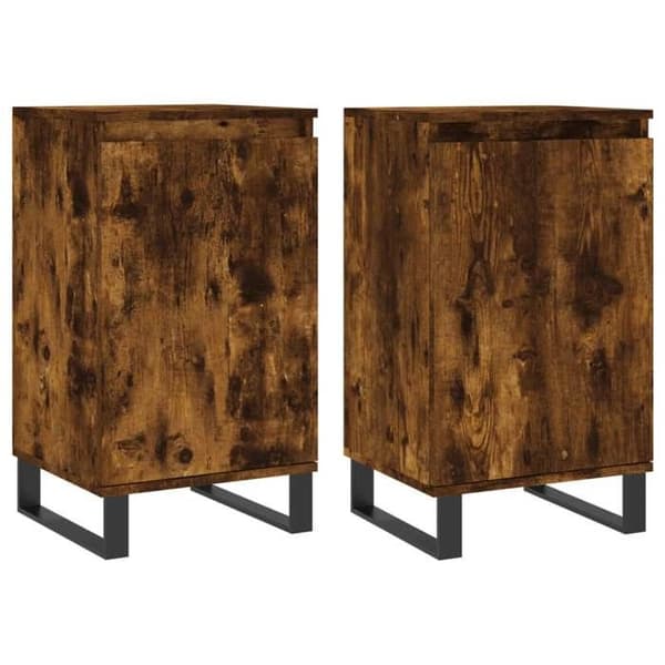 Maison Exclusive - Bufféer 2 st rökt ek 40x35x70 cm ingenjörsträ