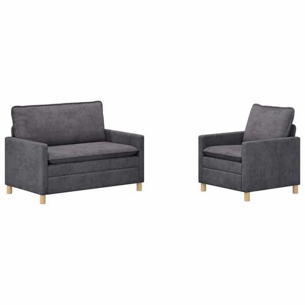 Maison Exclusive - 2-delars soffgrupp i mörkgrå polyester