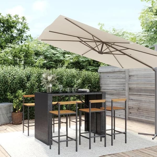 Havemøbler - Maison Exclusive - Havebar sæt 7 dele - Sort - Poly rattan & akacietræ