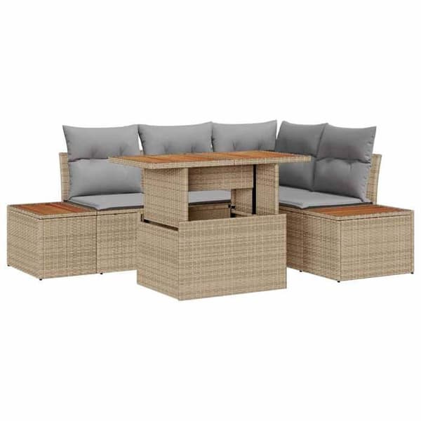 Trädgårdsmöbelset - EXKLUSIV HEM - 5 delar - Beige - Väderbeständig polyrotting - Modulär beige
