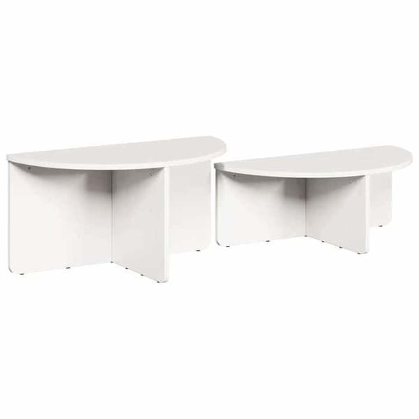 Soffbord - EXKLUSIV HEM - 2 st - Massivt trä - Oval - Vit 79×39,5×40 cm Vit