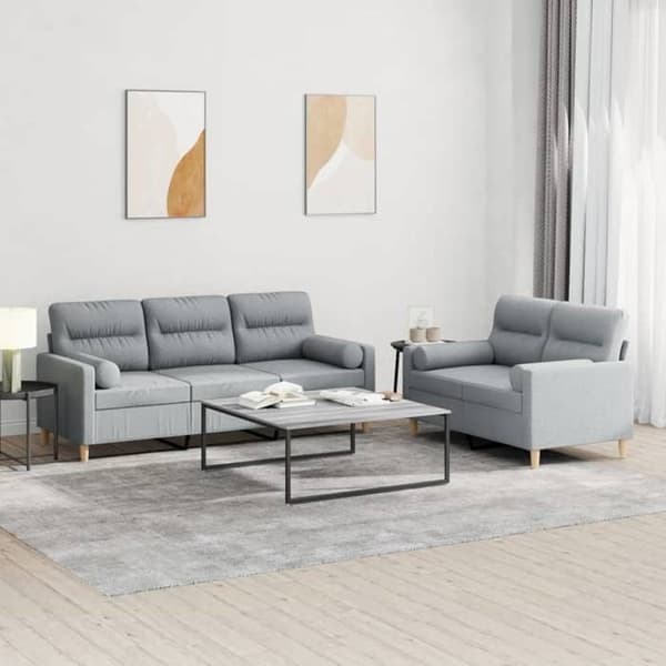 Maison Exclusive - Sæt af 2 sofaer med lysegrå puder i stof