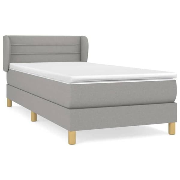 Maison Exclusive - Seng med lameller og madras Lys grå 80x200 cm Stof