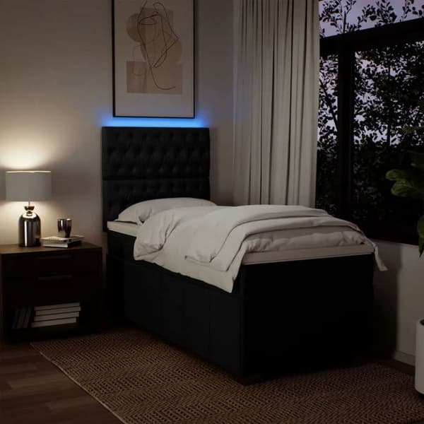 Maison Exclusive - Seng med lamelbund og madras Sort 90x200 cm Stof