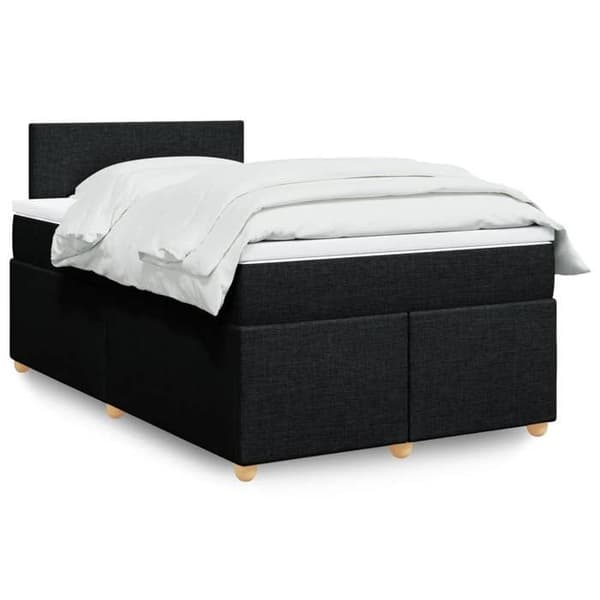 Maison Exclusive - Seng med lameller og madras Sort 120x200 cm Stof