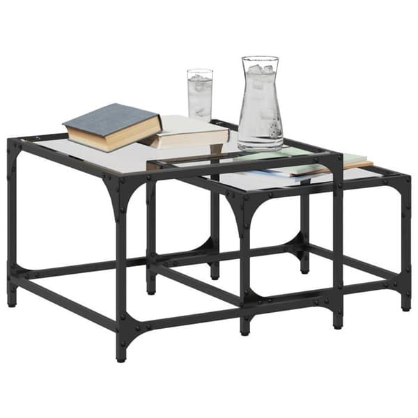 Maison Exclusive - 2 st sidobord med transparent glas och stål