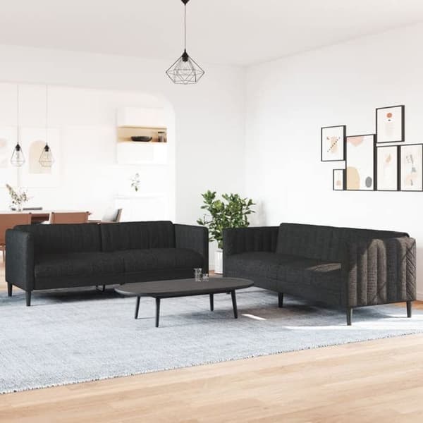 Sohvaryhmä - MAISON EXCLUSIVE - Malli 2 kpl - Musta - Hengittävä kangas - Pehmeä istuin Svart