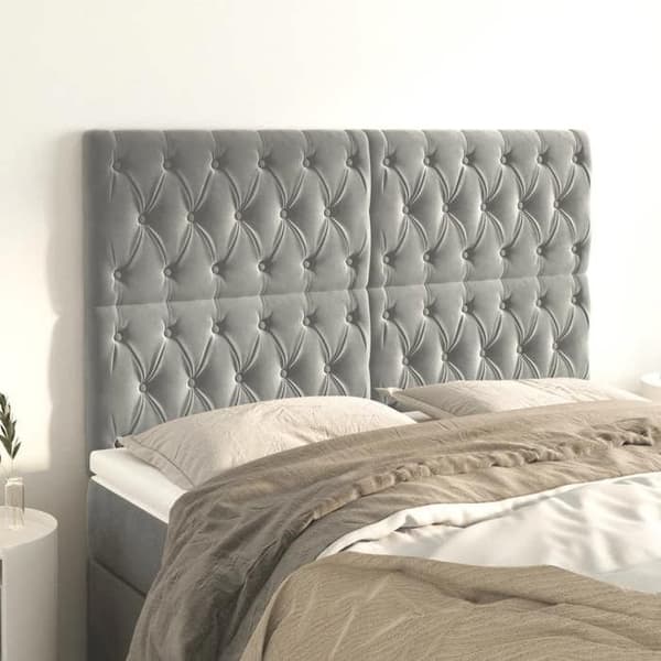 Maison Exclusive - Hovedgærde Lys Grå 160x7x118/128 cm Velour Ljusgrått