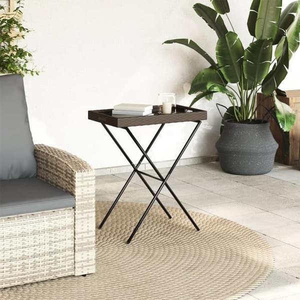 Maison Exclusive - Fällbord i brunt med måtten 65x40x75 cm i flätad resin
