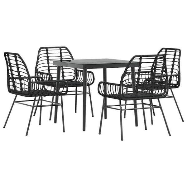 Maison Exclusive - Trädgårdsset 5 delar svart flätad resin glas