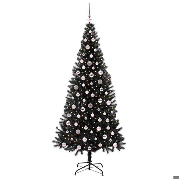 Juletræ - EKSKLUSIV HUS - 240 cm - Sort - PVC - LED USB Svart