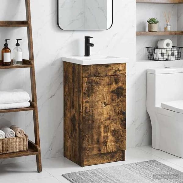 Maison Exclusive - Badeværelsesmøbel med vask Røget eg 42 x 40 x 84,5 cm