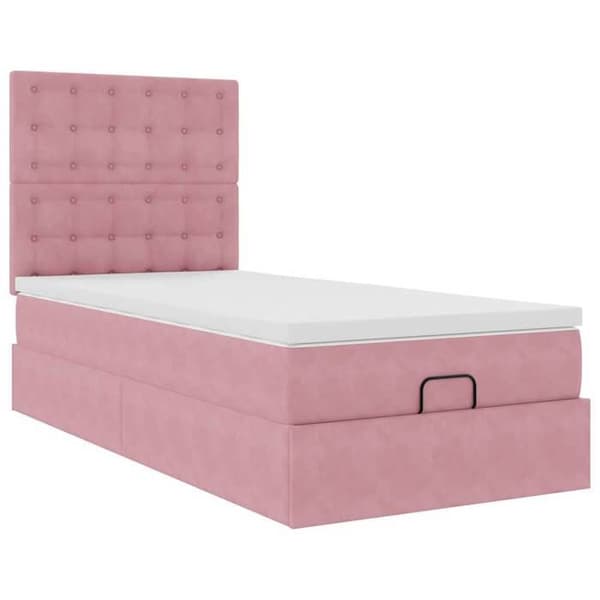Maison Exclusive - Ottoman sänkyrunko vaaleanpunaisella patjalla 90x190 cm sametti Ros