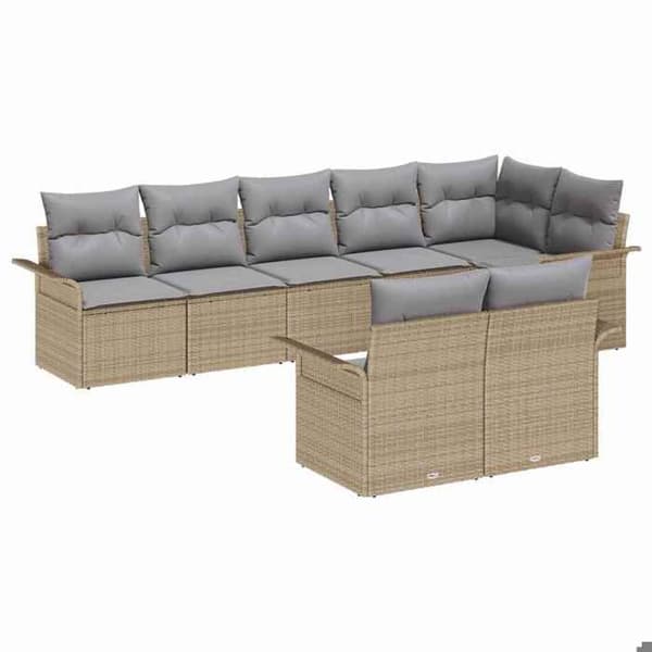 Maison Exclusive - 8 osan beige polyrottinkinen puutarhakalustesetti beige