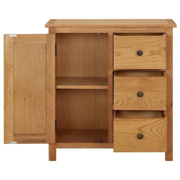 Dressoir / Buffet - MAISON EXCLUSIVE - Skab - 70 x 35 x 75 cm - Massivt egetræ - 1 dør 3 skuffer ekträ
