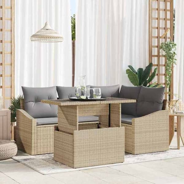 Maison Exclusive - 5 osan beige ja vaaleanharmaa puutarhakalustesarja