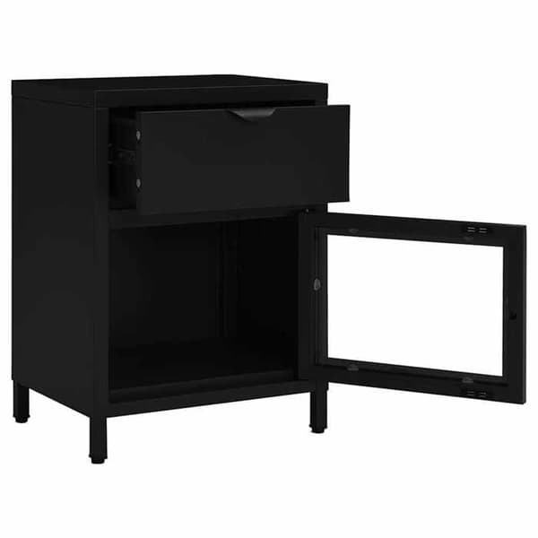 Maison Exclusive - Natbord Sort 40x30x54,5 cm Stål og glas