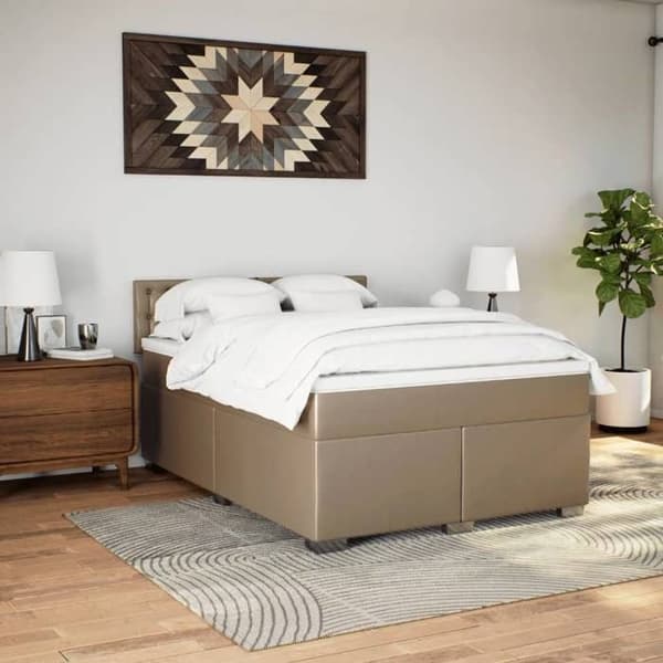 Maison Exclusive - Sengebund med lameller og madras Cappuccino 140x190 cm