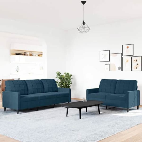 Maison Exclusive - 2 kpl sohvasetti tyynyillä Sininen Sametti