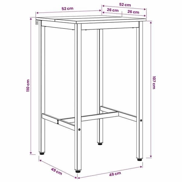 Maison Exclusive - Barbord 52 x 52 x 110 cm Ingenjörsträ Antikt trä