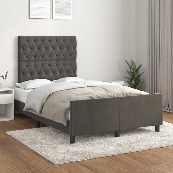 Maison Exclusive - Sängram utan madrass mörkgrå 120x190 cm sammet