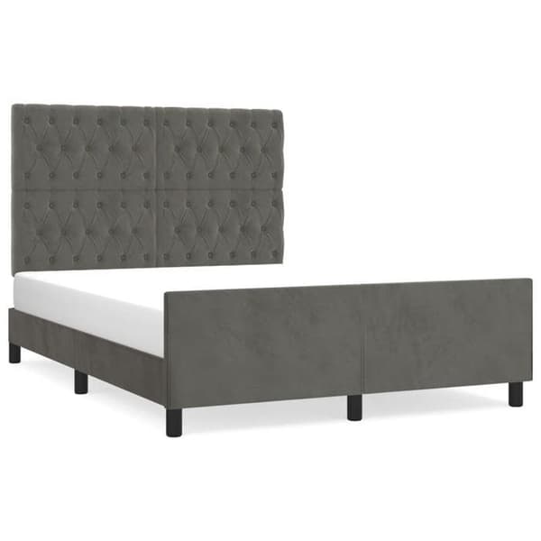 Sengestel - MAISON EXCLUSIVE - Maison Exclusive - 140 x 200 cm - Mørkegrå velour - Lamelseng mörkgrå
