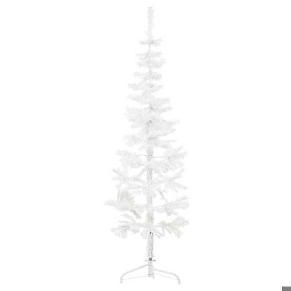 Maison Exclusive - Halv konstgjord julgran smal med vit ställning 150 cm Vit