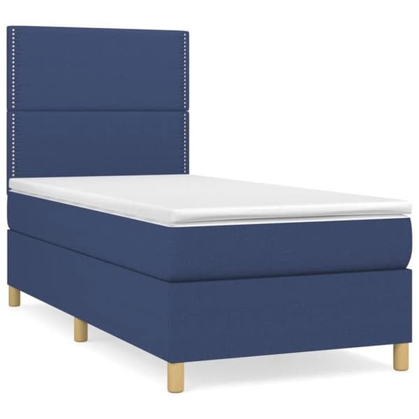 Maison Exclusive - Sengestel med springmadras Blå 90x200 cm Stof