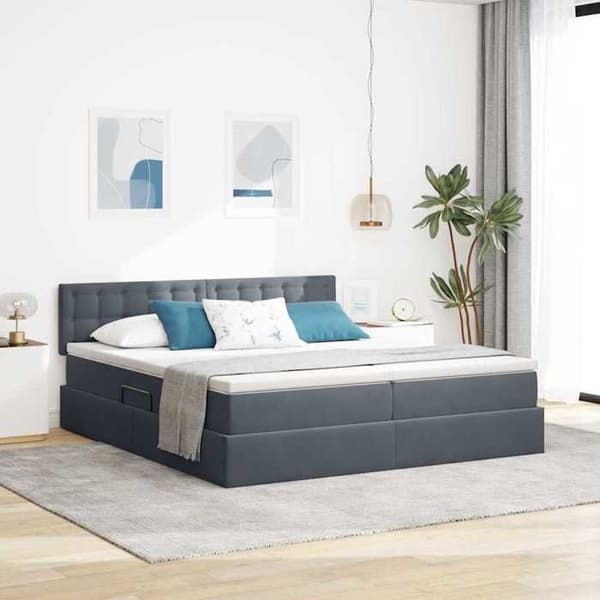 Maison Exclusive - Förvaringssäng 2 st Grå mörk 180 x 200 cm Sammet Mörkgrå
