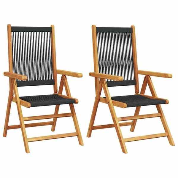 Maison Exclusive - Fällbara stolar (set om 2) i massivt akaciaträ och polypropen