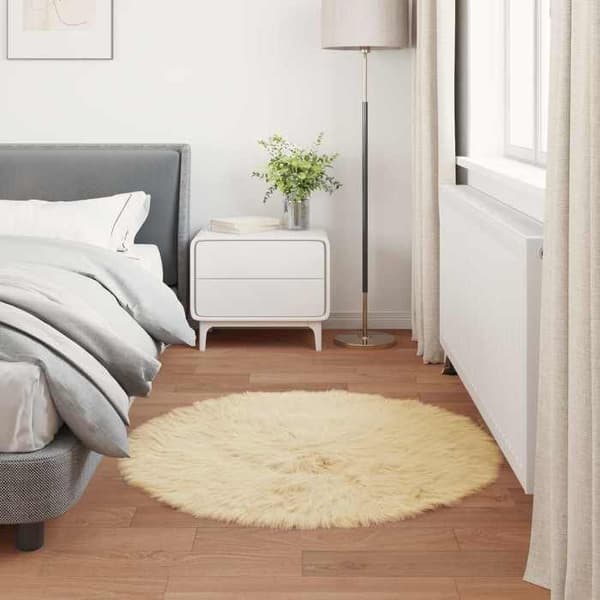 Tæppe - MAISON EXCLUSIVE - TAFALLA - Ø 120 cm - Polyester - Creme Grädde